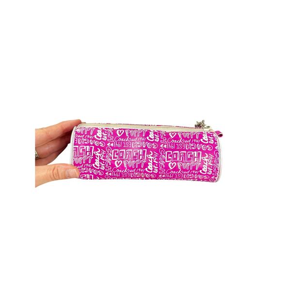 Y2K- Coach Poppy- pink- white- charms- zipper bag- makeup brushes pencil holder - Picture 4 of 9